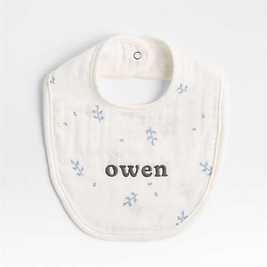 Mixed Print Coy Blue Organic Cotton Gauze Baby Bib, Set of 3