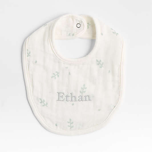 Mixed Print Muted Teal Organic Cotton Gauze Baby Bib, Set of 3