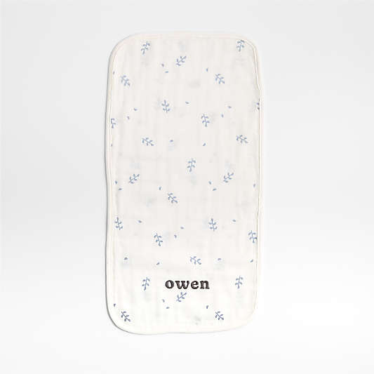 Mixed Print Coy Blue Organic Cotton Gauze Baby Burp Cloth, Set of 3
