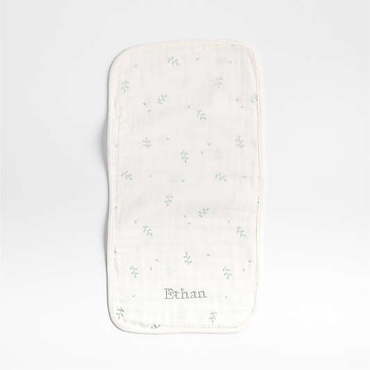 Mixed Print Muted Teal Organic Cotton Gauze Baby Burp Cloth, Set of 3