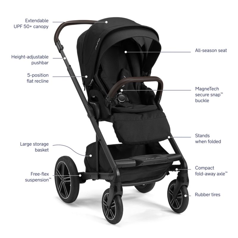 Nuna ® MIXX ™ next Caviar/Cognac Compact Foldable Baby Stroller - image 8 of 8