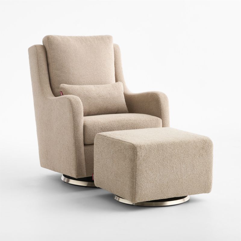 Milo Light Brown Sherpa Nursery Swivel Glider with Silver Base - image 9 of 14