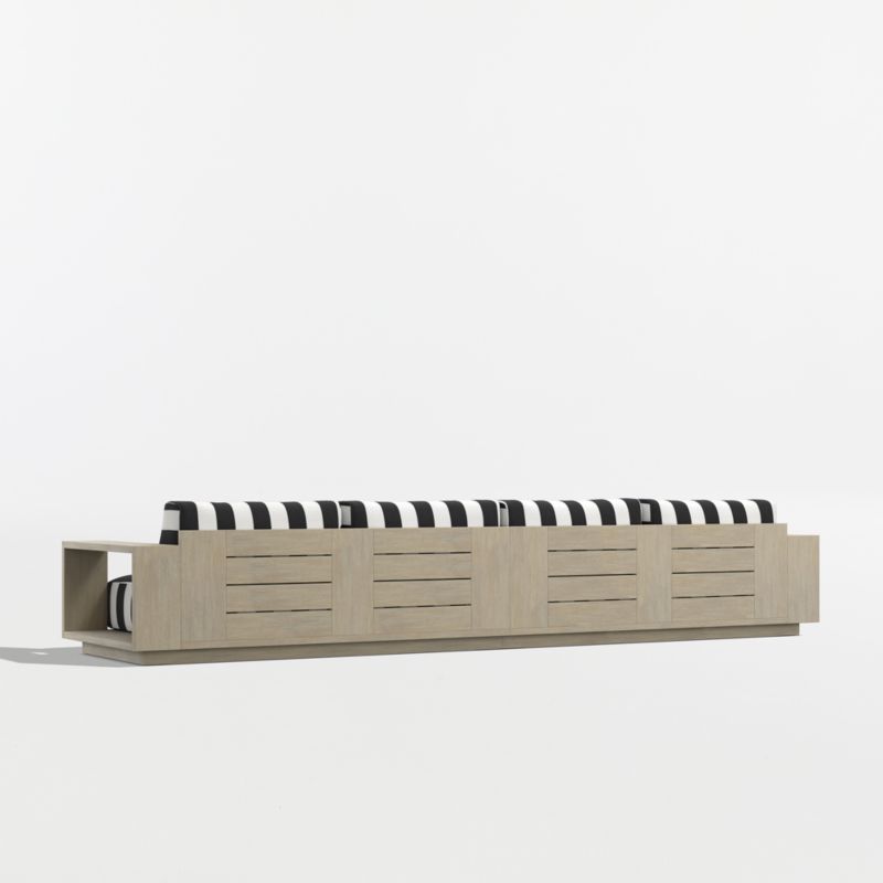 Mallorca 154" Wood 2-Piece Outdoor Sofa with Black and White Cabana Stripe Sunbrella ® Cushions - image 8 of 10