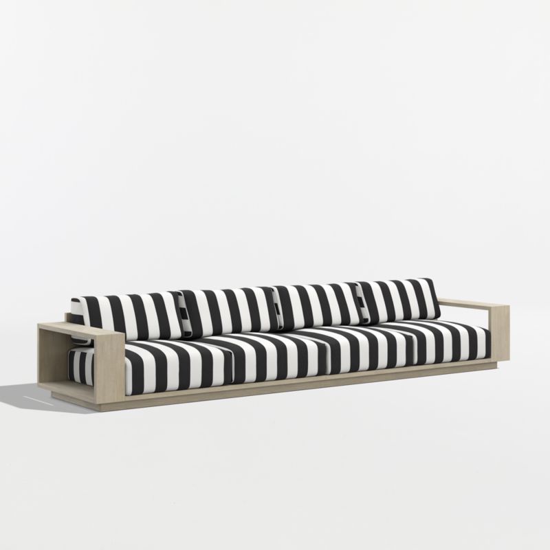 Mallorca 154" Wood 2-Piece Outdoor Sofa with Black and White Cabana Stripe Sunbrella ® Cushions - image 6 of 10