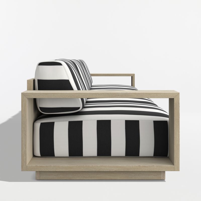 Mallorca 154" Wood 2-Piece Outdoor Sofa with Black and White Cabana Stripe Sunbrella ® Cushions - image 7 of 10