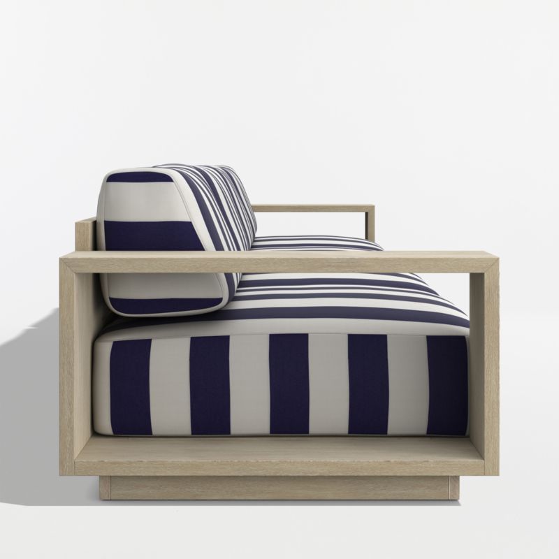 Mallorca 154" Wood 2-Piece Outdoor Sofa with Navy and White Cabana Stripe Sunbrella ® Cushions - image 8 of 11