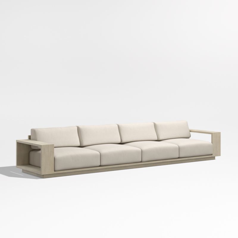 Mallorca 154" Wood 2-Piece Outdoor Sofa with Canvas Flax Sunbrella ® Cushions - image 7 of 11