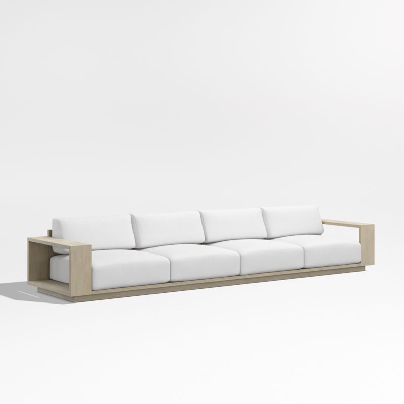 Mallorca 154" Wood 2-Piece Outdoor Sofa with Canvas White Sunbrella ® Cushions - image 7 of 11