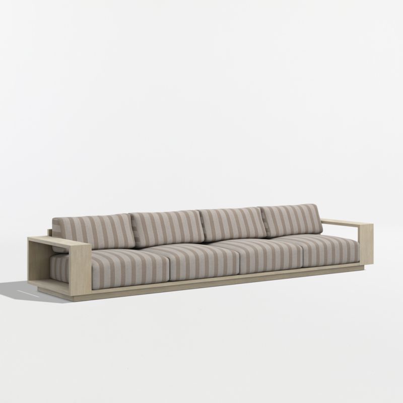 Mallorca 154" Wood 2-Piece Outdoor Sofa with Range Dune Stripe Sunbrella ® Cushions - image 8 of 11