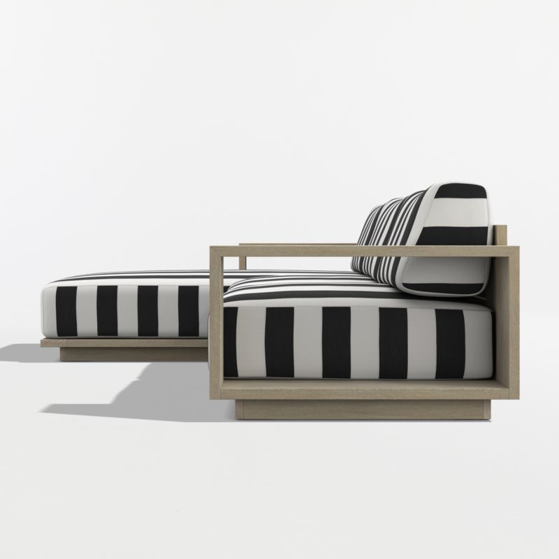Mallorca Wood 2-Piece Left-Arm Chaise Outdoor Sectional Sofa with Black and White Cabana Stripe Sunbrella ® Cushions - image 7 of 10