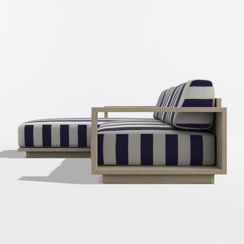 Mallorca Wood 2-Piece Left-Arm Chaise Outdoor Sectional Sofa with Navy and White Cabana Stripe Sunbrella ® Cushions - image 9 of 11