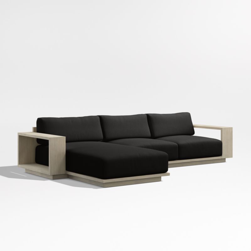 Mallorca Wood 2-Piece Left-Arm Chaise Outdoor Sectional Sofa with Canvas Black Sunbrella ® Cushions - image 8 of 12
