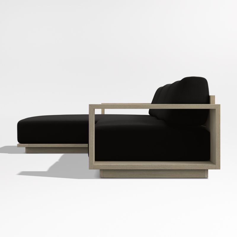 Mallorca Wood 2-Piece Left-Arm Chaise Outdoor Sectional Sofa with Canvas Black Sunbrella ® Cushions - image 9 of 12