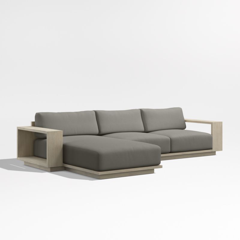Mallorca Wood 2-Piece Left-Arm Chaise Outdoor Sectional Sofa with Canvas Charcoal Sunbrella ® Cushions - image 8 of 12