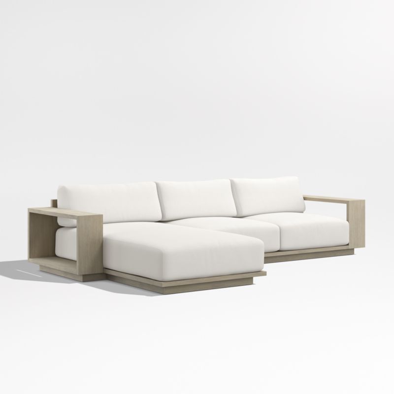 Mallorca Wood 2-Piece Left-Arm Chaise Outdoor Sectional Sofa with Canvas Canvas Sunbrella ® Cushions - image 8 of 12