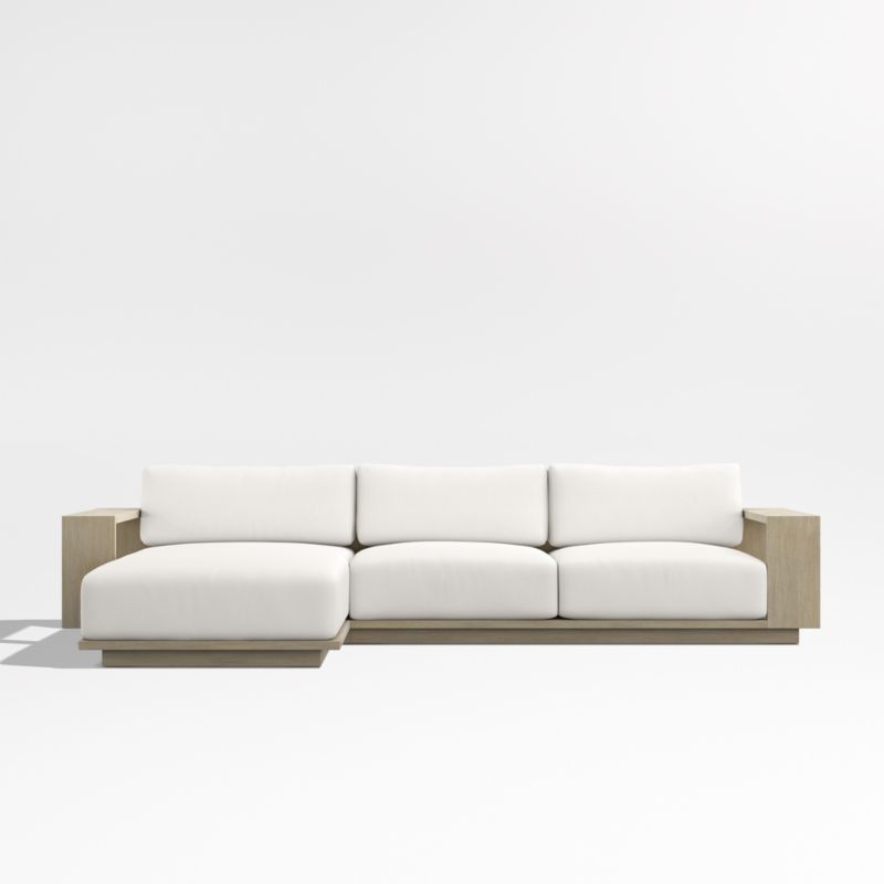 Mallorca Wood 2-Piece Left-Arm Chaise Outdoor Sectional Sofa with Canvas Canvas Sunbrella ® Cushions - image 7 of 12