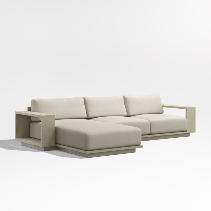 Mallorca Wood 2-Piece Left-Arm Chaise Outdoor Sectional Sofa with Canvas Flax Sunbrella ® Cushions - image 8 of 12