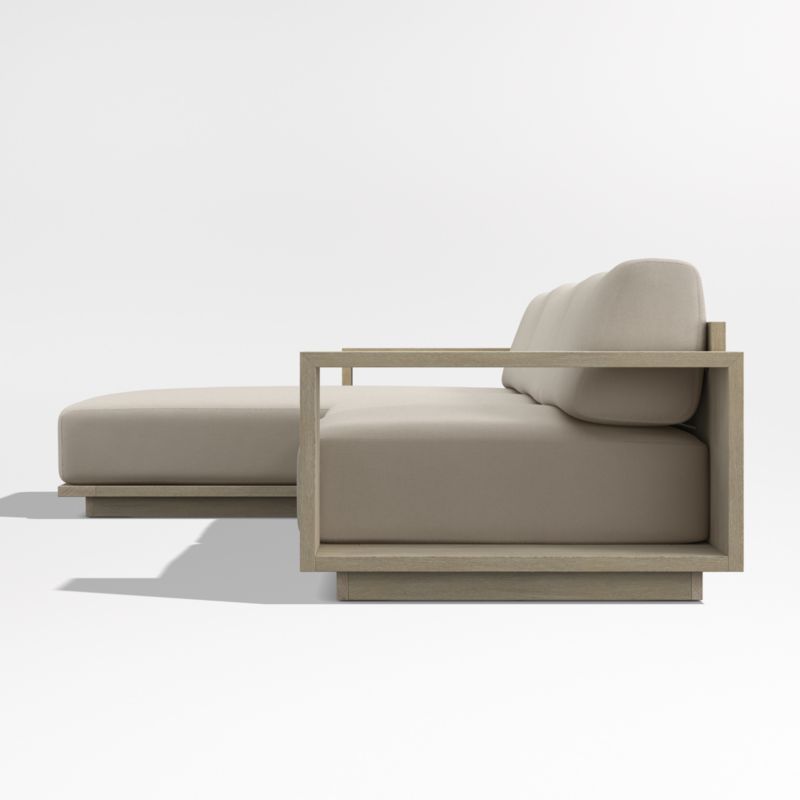 Mallorca Wood 2-Piece Left-Arm Chaise Outdoor Sectional Sofa with Canvas Flax Sunbrella ® Cushions - image 9 of 12