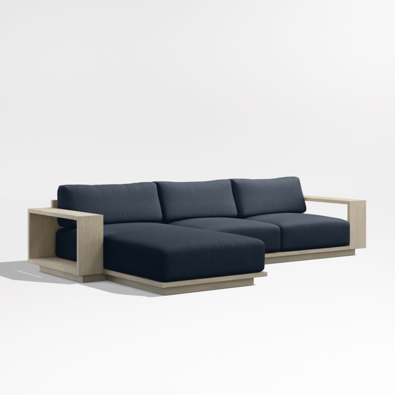 Mallorca Wood 2-Piece Left-Arm Chaise Outdoor Sectional Sofa with Canvas Navy Sunbrella ® Cushions - image 8 of 12