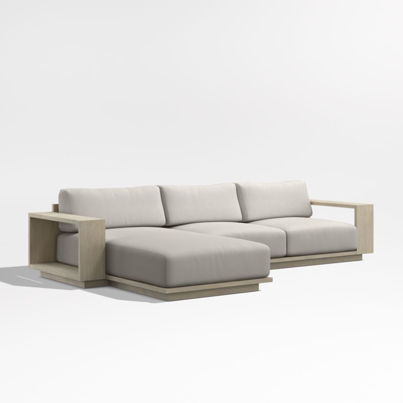 Mallorca Wood 2-Piece Left-Arm Chaise Outdoor Sectional Sofa with Cast Ash Sunbrella ® Cushions - image 8 of 12