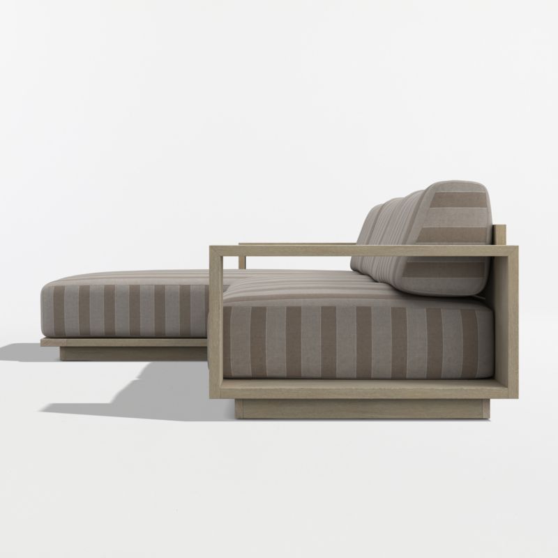 Mallorca Wood 2-Piece Left-Arm Chaise Outdoor Sectional Sofa with Range Dune Stripe Sunbrella ® Cushions - image 9 of 11