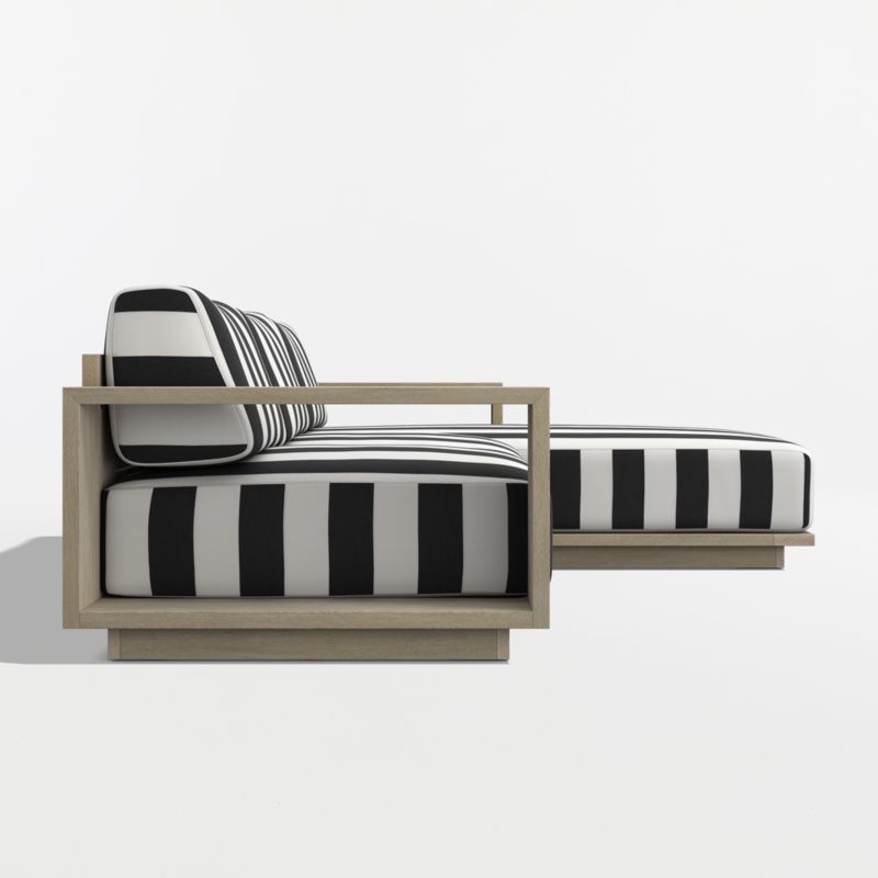 Mallorca Wood 2-Piece Right-Arm Chaise Outdoor Sectional Sofa with Black and White Cabana Stripe Sunbrella ® Cushions - image 7 of 9