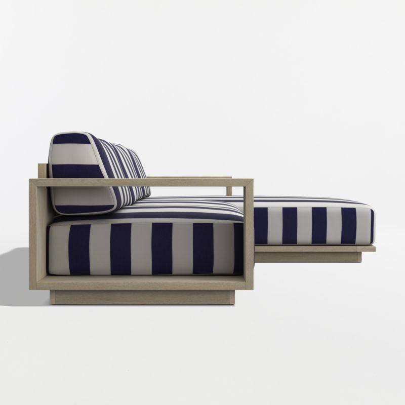 Mallorca Wood 2-Piece Right-Arm Chaise Outdoor Sectional Sofa with Navy and White Cabana Stripe Sunbrella ® Cushions - image 9 of 11