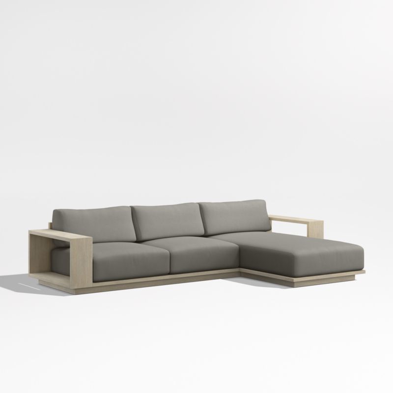 Mallorca Wood 2-Piece Right-Arm Chaise Outdoor Sectional Sofa with Canvas Charcoal Sunbrella ® Cushions - image 8 of 11