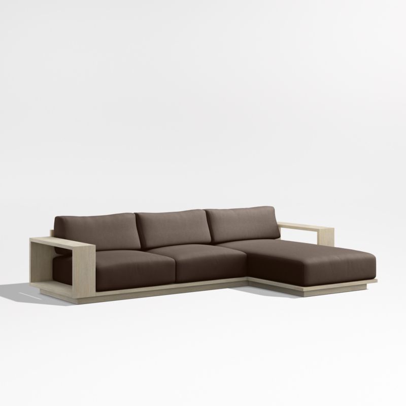 Mallorca Wood 2-Piece Right-Arm Chaise Outdoor Sectional Sofa with Canvas Java Sunbrella ® Cushions - image 8 of 11