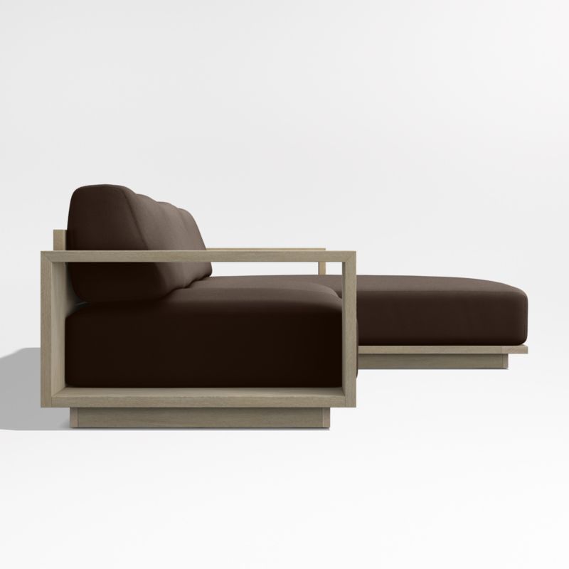 Mallorca Wood 2-Piece Right-Arm Chaise Outdoor Sectional Sofa with Canvas Java Sunbrella ® Cushions - image 9 of 11