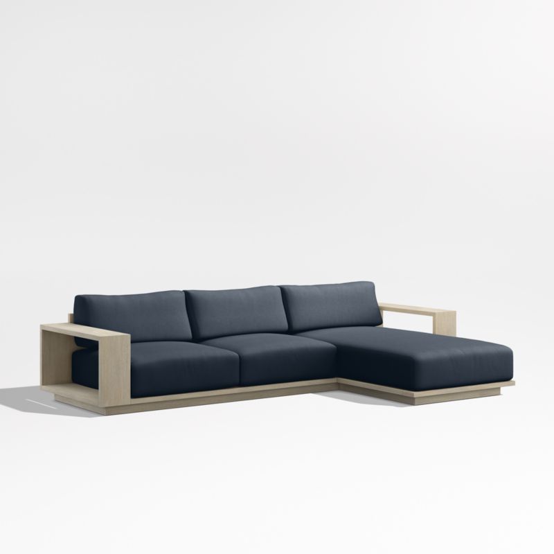 Mallorca Wood 2-Piece Right-Arm Chaise Outdoor Sectional Sofa with Canvas Navy Sunbrella ® Cushions - image 8 of 11
