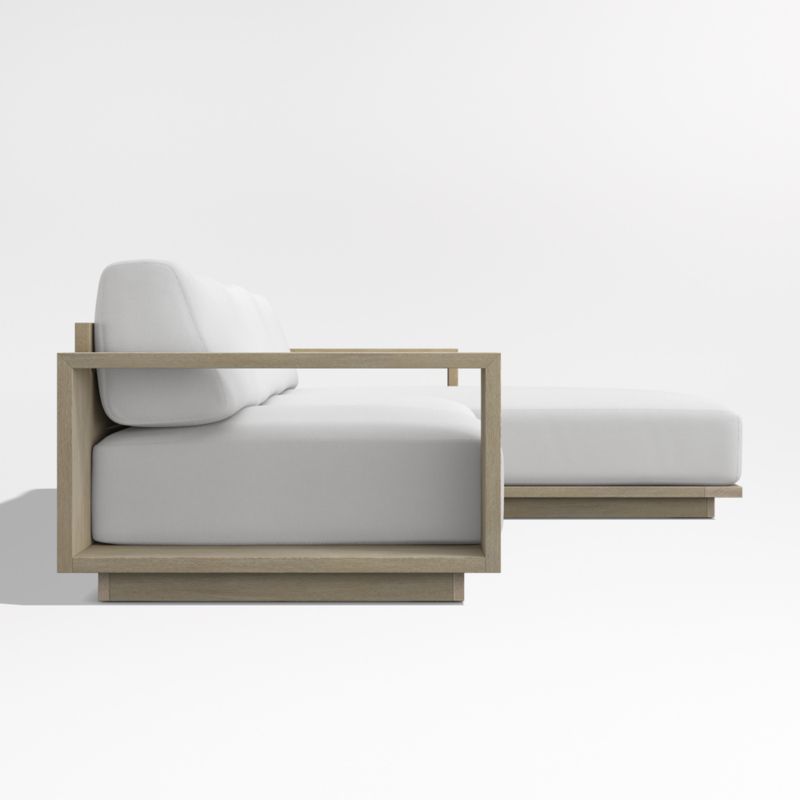 Mallorca Wood 2-Piece Right-Arm Chaise Outdoor Sectional Sofa with Canvas White Sunbrella ® Cushions - image 9 of 11