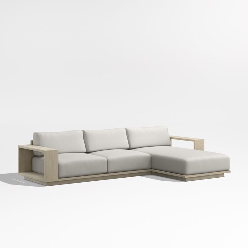 Mallorca Wood 2-Piece Right-Arm Chaise Outdoor Sectional Sofa with Cast Silver Sunbrella ® Cushions - image 8 of 11