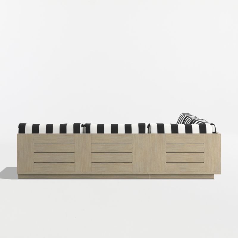Mallorca Wood 3-Piece L-Shaped Armless Outdoor Sectional Sofa with Black and White Cabana Stripe Sunbrella ® Cushions - image 7 of 9