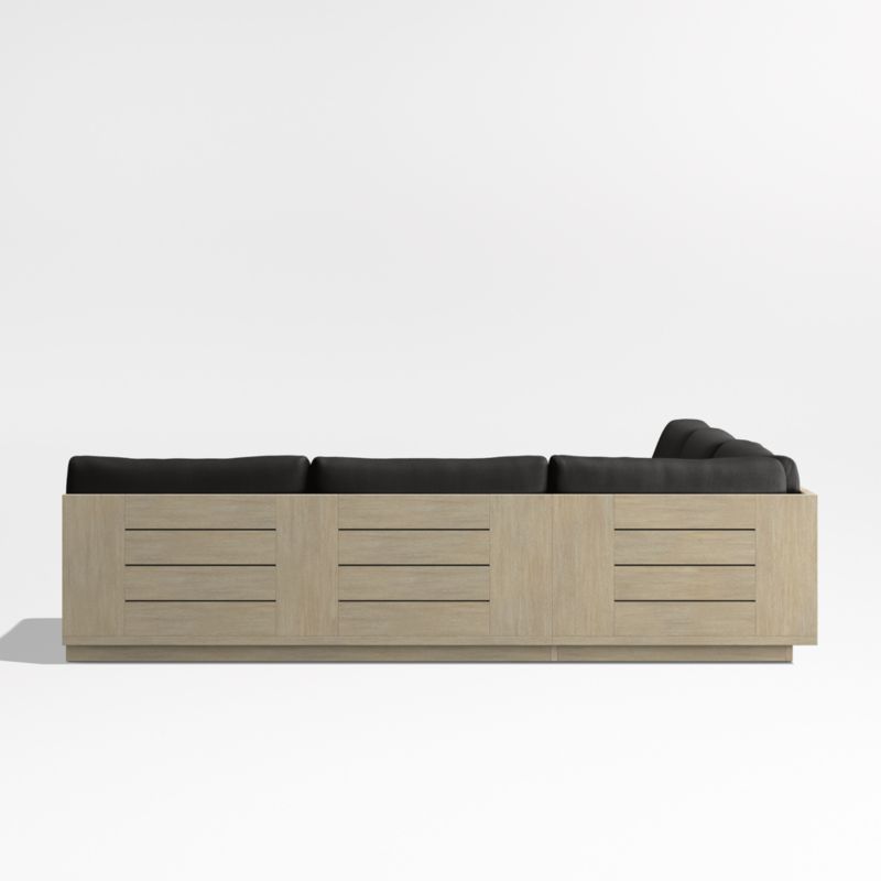 Mallorca Wood 3-Piece L-Shaped Armless Outdoor Sectional Sofa with Canvas Black Sunbrella ® Cushions - image 9 of 11