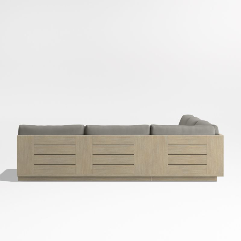 Mallorca Wood 3-Piece L-Shaped Armless Outdoor Sectional Sofa with Canvas Charcoal Sunbrella ® Cushions - image 9 of 11