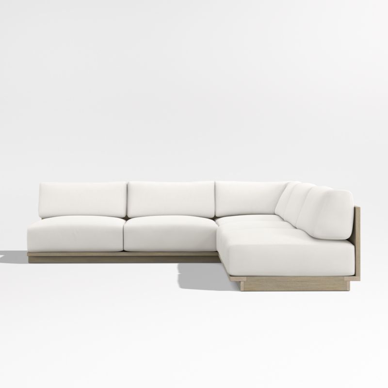 Mallorca Wood 3-Piece L-Shaped Armless Outdoor Sectional Sofa with Canvas Canvas Sunbrella ® Cushions - image 8 of 11