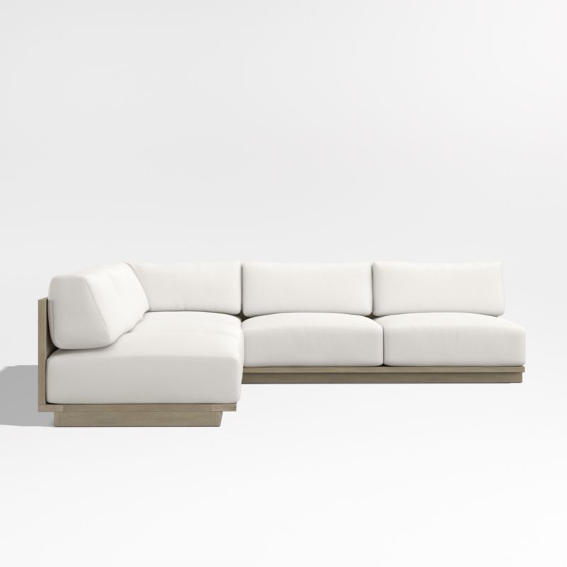 Mallorca Wood 3-Piece L-Shaped Armless Outdoor Sectional Sofa with Canvas Canvas Sunbrella ® Cushions - image 7 of 11