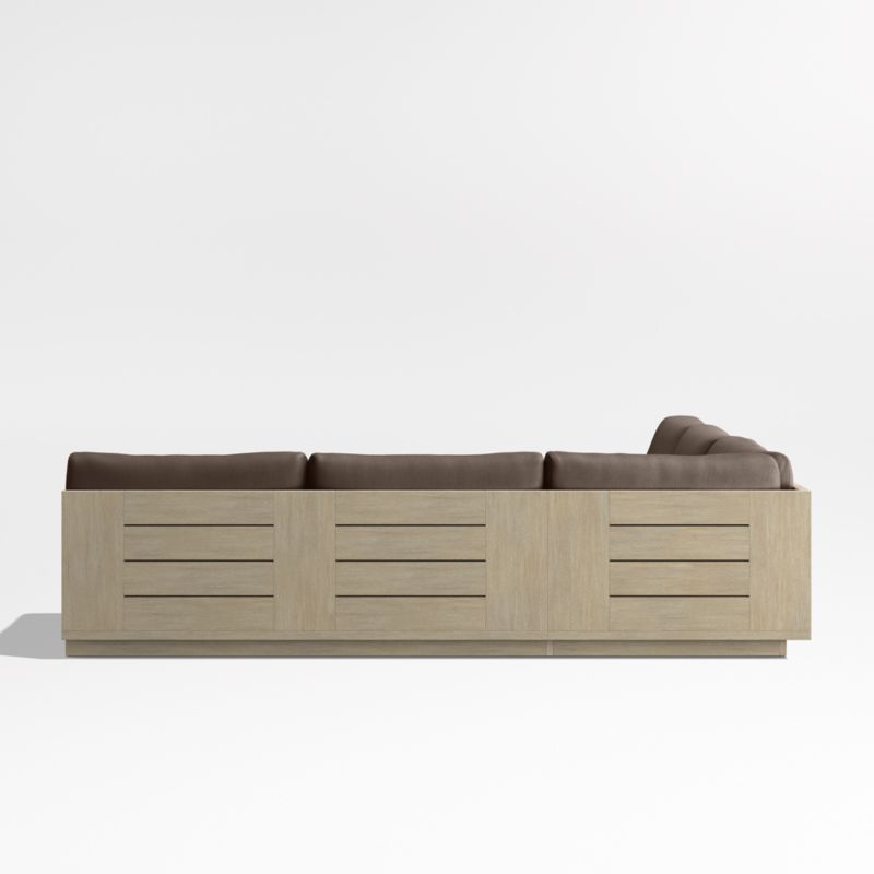 Mallorca Wood 3-Piece L-Shaped Armless Outdoor Sectional Sofa with Canvas Java Sunbrella ® Cushions - image 9 of 11