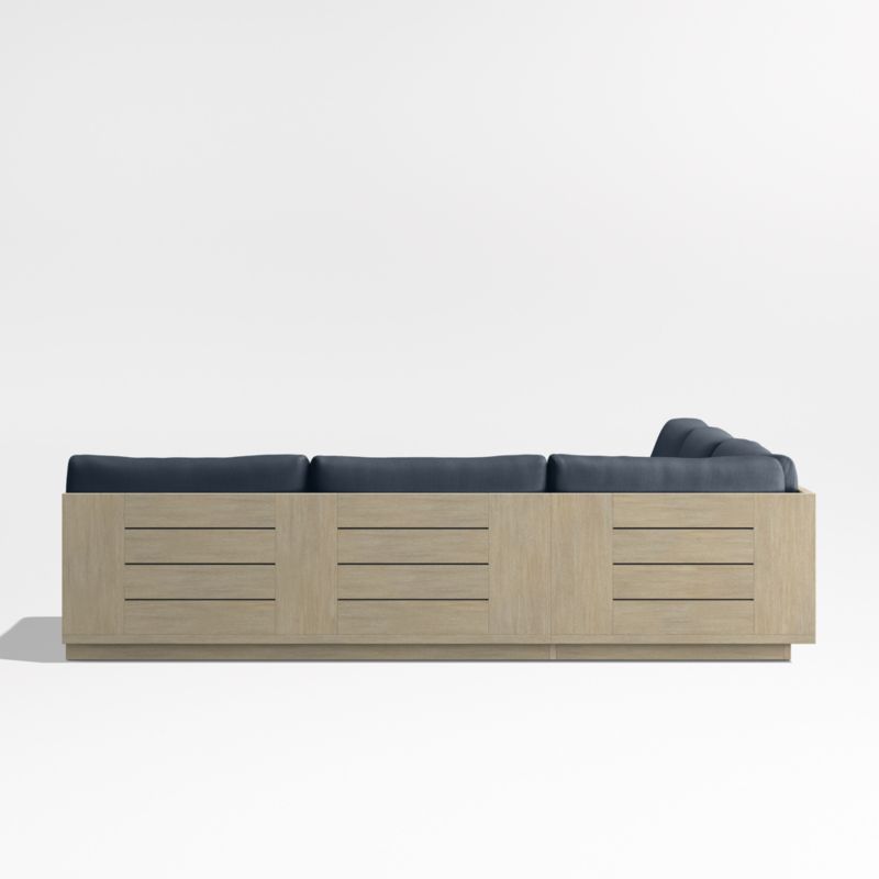 Mallorca Wood 3-Piece L-Shaped Armless Outdoor Sectional Sofa with Canvas Navy Sunbrella ® Cushions - image 9 of 11