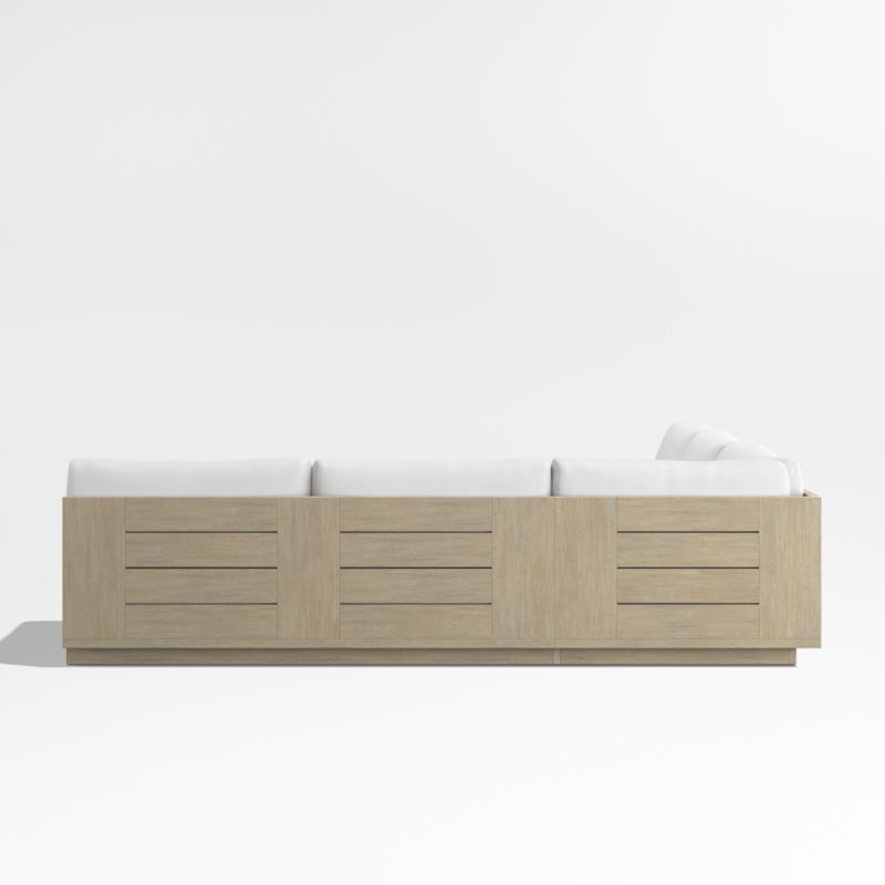 Mallorca Wood 3-Piece L-Shaped Armless Outdoor Sectional Sofa with Canvas White Sunbrella ® Cushions - image 9 of 11