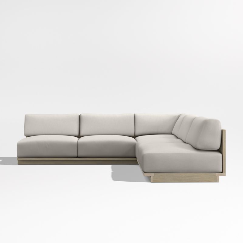 Mallorca Wood 3-Piece L-Shaped Armless Outdoor Sectional Sofa with Cast Ash Sunbrella ® Cushions - image 8 of 11