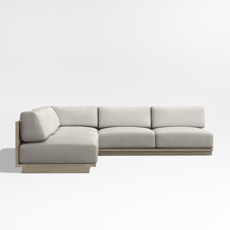 Mallorca Wood 3-Piece L-Shaped Armless Outdoor Sectional Sofa with Cast Ash Sunbrella ® Cushions - image 7 of 11