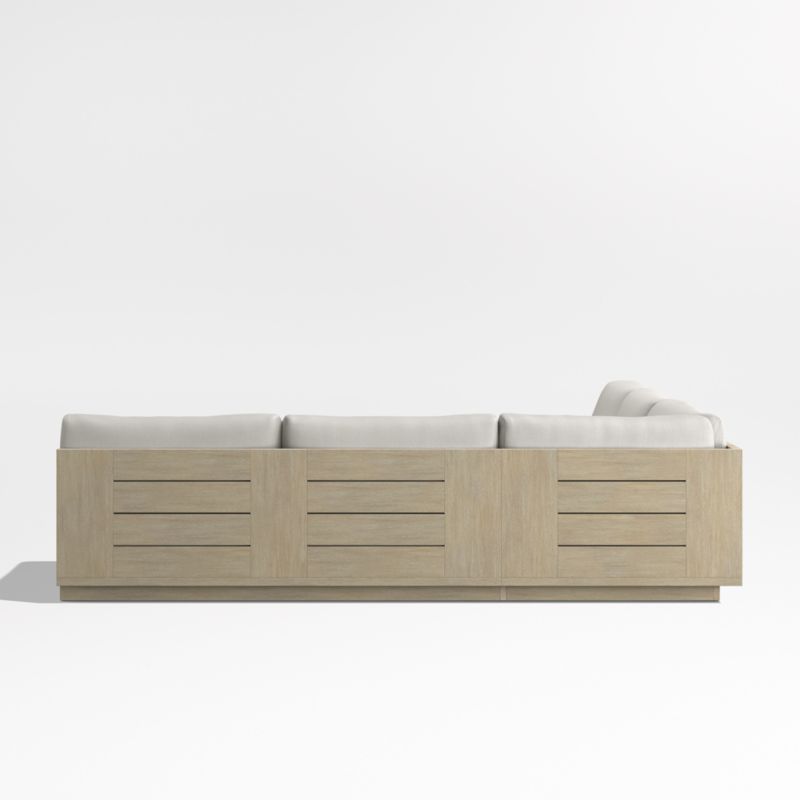 Mallorca Wood 3-Piece L-Shaped Armless Outdoor Sectional Sofa with Cast Silver Sunbrella ® Cushions - image 9 of 11