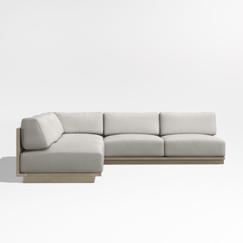 Mallorca Wood 3-Piece L-Shaped Armless Outdoor Sectional Sofa with Cast Silver Sunbrella ® Cushions - image 7 of 11