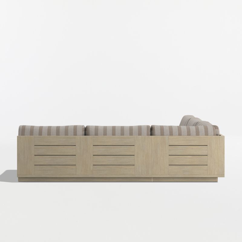 Mallorca Wood 3-Piece L-Shaped Armless Outdoor Sectional Sofa with Range Dune Stripe Sunbrella ® Cushions - image 9 of 10