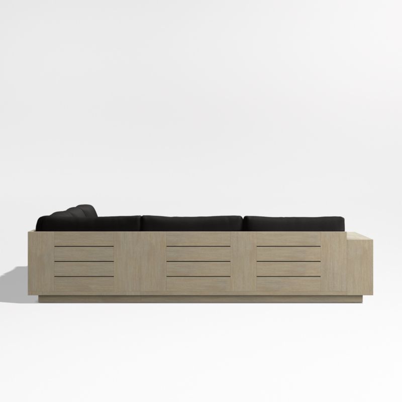 Mallorca Wood 3-Piece L-Shaped Outdoor Sectional Sofa with Canvas Black Sunbrella ® Cushions - image 10 of 12