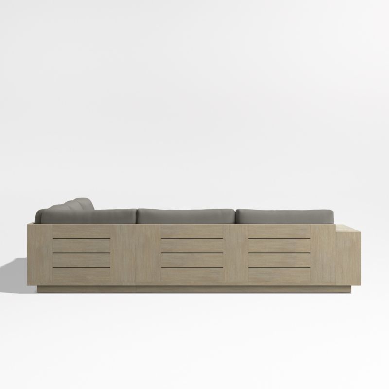 Mallorca Wood 3-Piece L-Shaped Outdoor Sectional Sofa with Canvas Charcoal Sunbrella ® Cushions - image 10 of 12