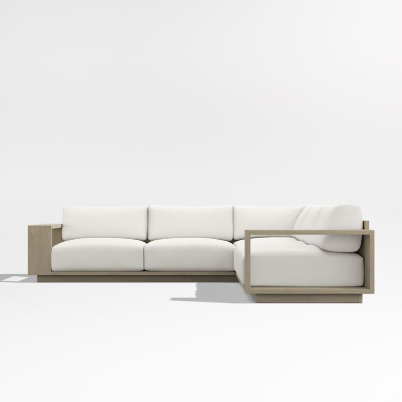 Mallorca Wood 3-Piece L-Shaped Outdoor Sectional Sofa with Canvas Canvas Sunbrella ® Cushions - image 9 of 12