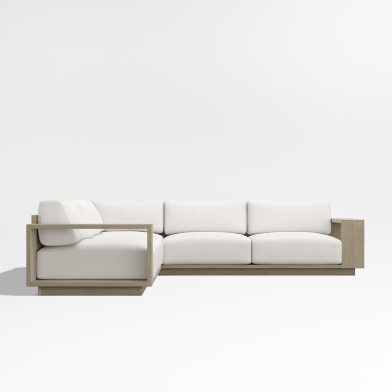 Mallorca Wood 3-Piece L-Shaped Outdoor Sectional Sofa with Canvas Canvas Sunbrella ® Cushions - image 8 of 12